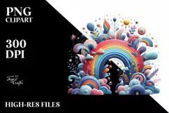 Colorful Wimsical Rainbow Watercolor Clipart Product Image 3