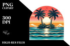 Retro Tropical Island Sunset PNG Product Image 2