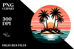 Retro Tropical Island Sunset PNG Product Image 2