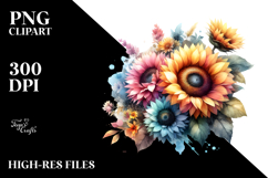 Abstract Colorful Sunflower Watercolor PNG Product Image 2