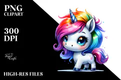 Cute Unicorn with Cool Haircut PNG Product Image 2