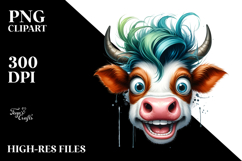 Funny Cow with Cool Hair, PNG Product Image 2