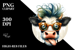 Funny Cow with Cool Hair, PNG Product Image 2