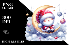 Santa on Moon with Snow PNG Product Image 2