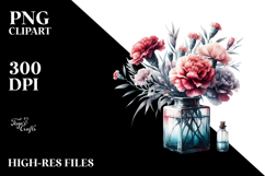 Abstract Jar with Large Carnation | Clipart Product Image 2