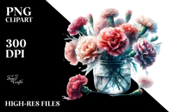 Abstract Jar with Large Carnation | Clipart Product Image 2