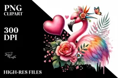 Adorned Flamingo with Big Heart PNG Product Image 2