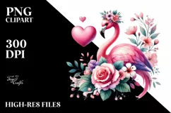 Adorned Flamingo with Big Heart PNG Product Image 2