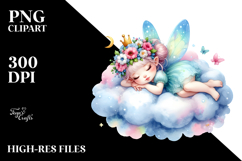 Colorful Fairy Napping Cloud | Sublimation | Clipart Product Image 2