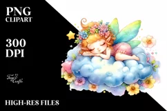 Colorful Fairy Napping Cloud | Sublimation | Clipart Product Image 3