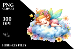 Colorful Fairy Napping Cloud | Sublimation | Clipart Product Image 2