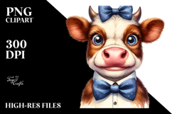 Funny Cow in Sunglasses with Flower, Transparent PNG Product Image 2