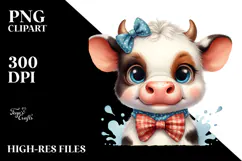 Funny Cow in Sunglasses with Flower, Transparent PNG Product Image 2