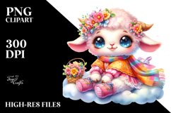 Baby Lamb with Spring Clothes, Colorful PNG Product Image 2
