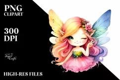 Colorful Winking Fairy | Sublimation | Clipart Product Image 3