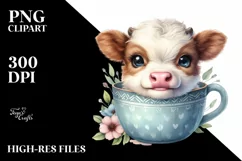 Cute Highland Cow Smiling in Cup | Sublimation | Clipart Product Image 3