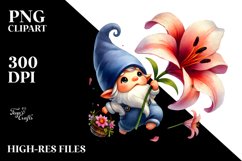 Floating Gnome with Large Lily PNG Product Image 2