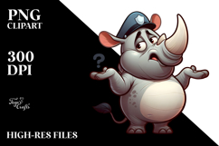 Goofy Cartoon Rhino with Bandana, Transparent PNG Product Image 2