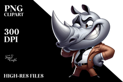 Goofy Cartoon Rhino with Bandana, Transparent PNG Product Image 2