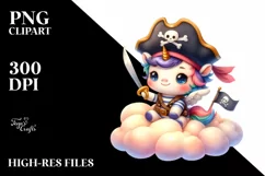 Pastel Pirate Baby Unicorn Clipart, High-Quality PNG Product Image 3