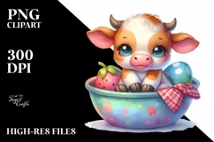 Colorful Smiling Baby Cow Clipart Product Image 3