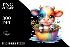 Colorful Baby Cow in Pocket | Clipart Product Image 1