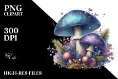 Shiny Magical Mushroom Watercolor Splash PNG Product Image 2