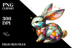 Colorful Bunny with Golden Insertions, PNG Product Image 2