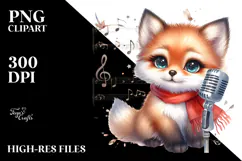 Singer Look Baby Fox with Big Eyes PNG Product Image 2