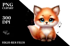 Singer Look Baby Fox with Big Eyes PNG Product Image 2