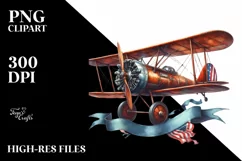 Vintage USA Flag Biplane Ribbons | Sublimation Clipart Product Image 3