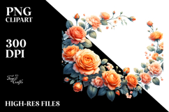 Vibrant Frame with Orange Roses PNG Product Image 2