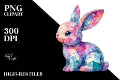 Colorful Bunny Made of Diamonds on Splashy Background PNG Product Image 2