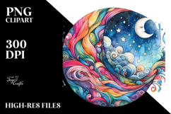 Whimsical Half Moon, PNG Product Image 2