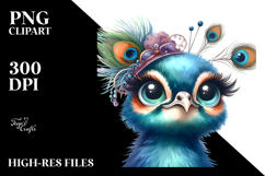 Detailed Peacock Portrait, Watercolor PNG Product Image 2