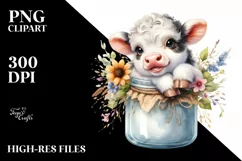 Cute Highland Cow Smiling in Jar | Sublimation | Clipart Product Image 1