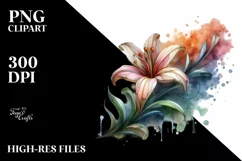 Wooden Stained Lily,Summer Flower Clipart Product Image 1