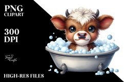 Baby Highland Cow in Watercolor, PNG Product Image 2