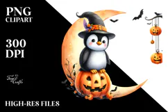 Penguin in Halloween Costume, Sitting on Half Moon Product Image 2