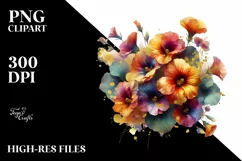 Vibrant Bouquet with Vibrant Nasturtium | Gold Foil Clipart Product Image 3
