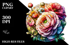 Detailed Vibrant Ranunculus, Transparent PNG Product Image 2