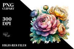 Detailed Vibrant Ranunculus, Transparent PNG Product Image 2