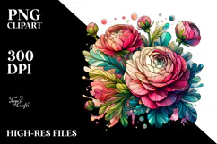 Detailed Vibrant Ranunculus, Transparent PNG Product Image 2