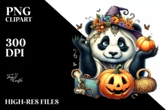 Whimsical Funny Panda Pumpkin | Clipart Product Image 3