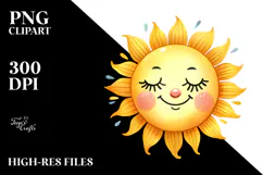 Whimsical Watercolor Sun, PNG Product Image 2