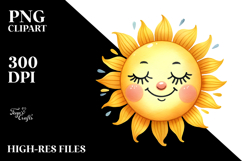 Whimsical Watercolor Sun, PNG Product Image 2