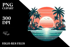 Retro Tropical Island Sunset, 20 oz Tumbler Product Image 2