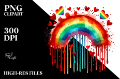 Colorful Rainbow with Hearts, Watercolor Art Product Image 2