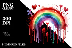 Colorful Rainbow Heart, Digital Painting PNG Product Image 2