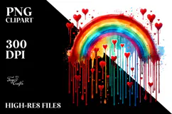 Colorful Washed Rainbow with Blood and Hearts, Transparent Product Image 2